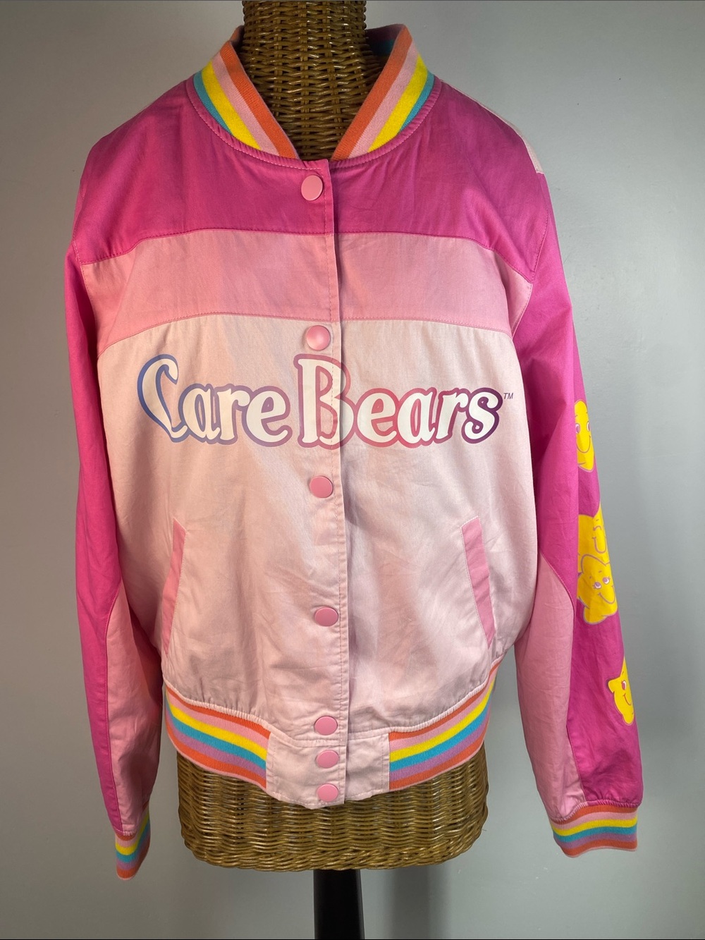Hot Topic Care Bears Pink Ombre Bomber Jacket